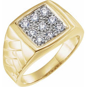 14K Yellow/White 5/8 CTW Natural Diamond Cluster Ring