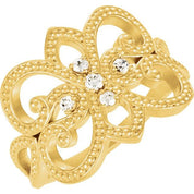 14K Yellow 1/8 CTW Natural Diamond Granulated Ring