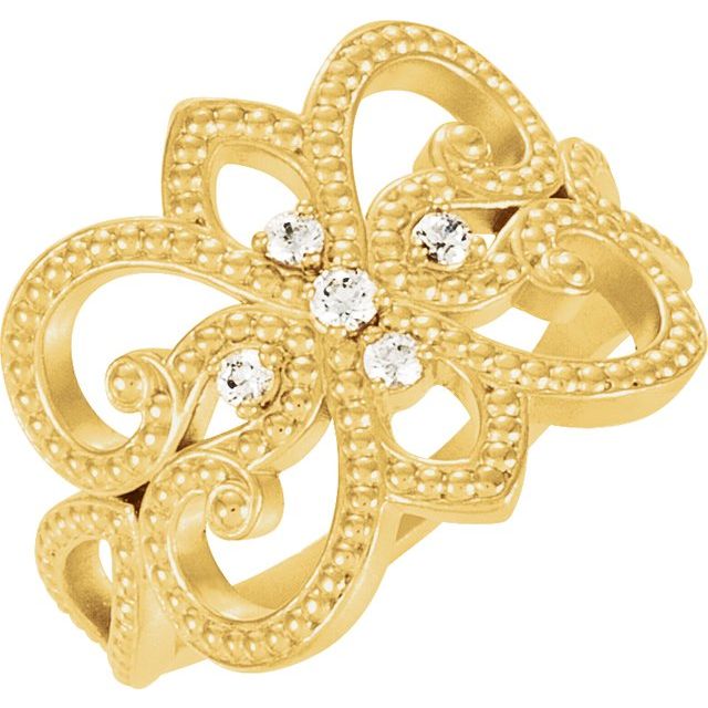 14K Yellow 1/8 CTW Natural Diamond Granulated Ring