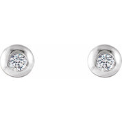 14K White 1/8 CTW Lab-Grown Diamond Domed Stud Earrings
