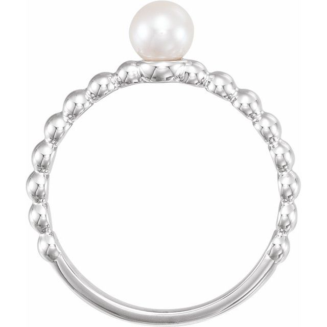 Platinum Cultured White Freshwater Pearl Stackable Ring