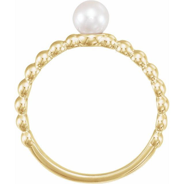 14K Yellow Cultured White Freshwater Pearl Stackable Ring