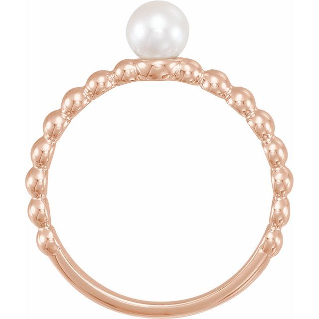 14K Rose Cultured White Freshwater Pearl Stackable Ring
