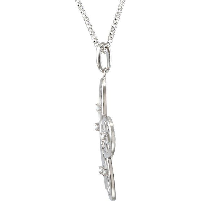 Sterling Silver 1/10 CTW Natural Diamond Flower 18"  Necklace