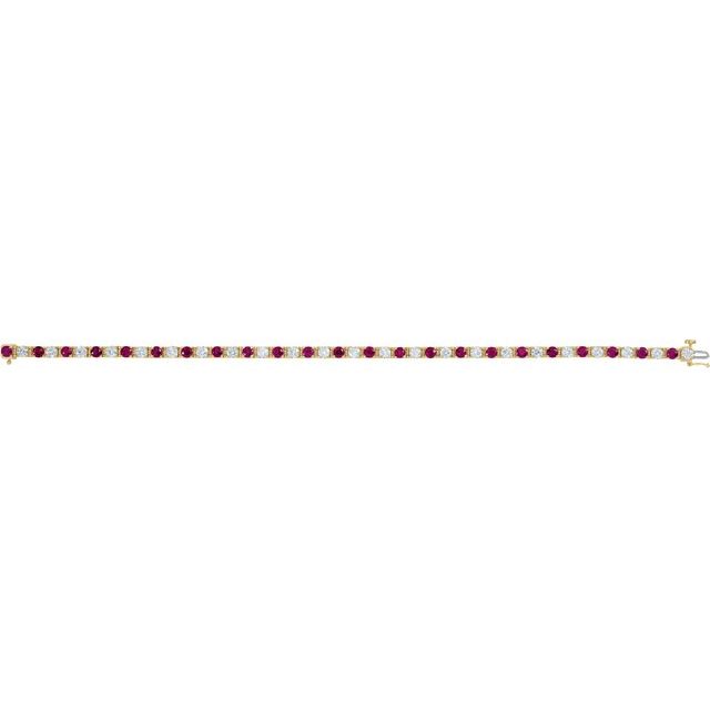 14K Yellow Natural Ruby & 2 1/3 CTW Natural Diamond Line 7" Bracelet