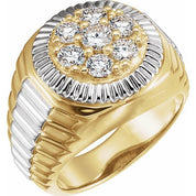 14K Yellow/White 1 3/8 CTW Natural Diamond Cluster Ring