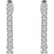 14K White 1 CTW Natural Diamond Inside-Outside 20.1 mm Hoop Earrings