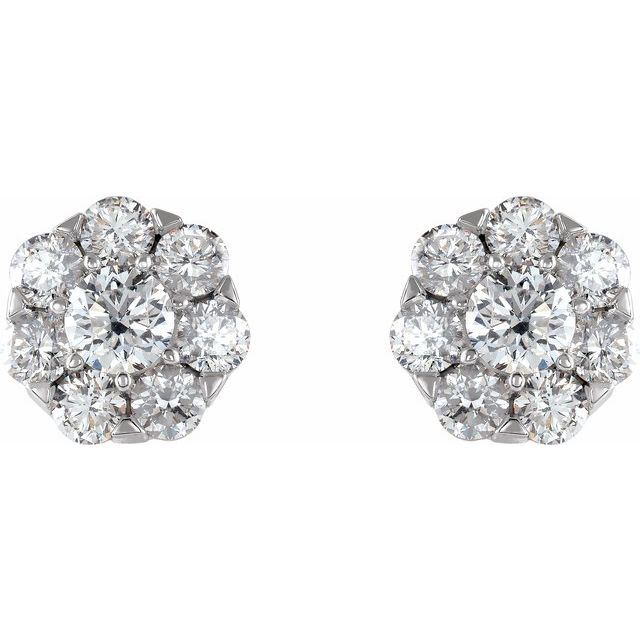 14K Natural Diamond Cluster Earrings in White, Yellow, and Rose Gold