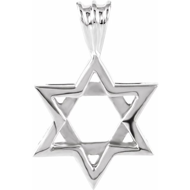 14K White 17x15.25 mm Star of David Pendant