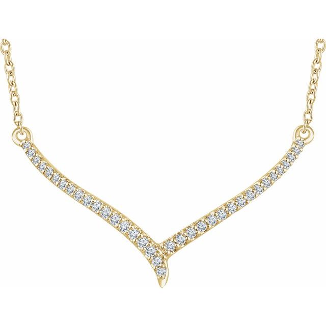 14K Yellow Gold 1/6 CTW Natural Diamond V Necklace - Elegant Jewelry by Brand