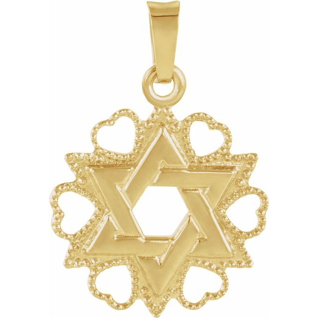 14K Yellow 18x15 mm Star of David Pendant