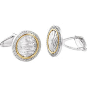 Sterling Silver & 14K Yellow Gold Alligator, Snake, and Elephant Skin Design Cuff Link Mounting