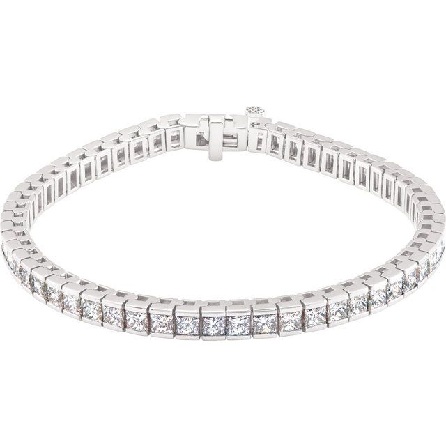 18K White 9 1/3 CTW Natural Diamond Line 7 1/4" Bracelet