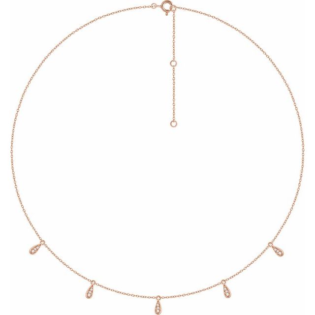 14K Rose Gold 1/10 CTW Natural Diamond 5-Station Necklace