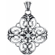 Sterling Silver 1/3 CTW Natural Diamond Filigree Pendant