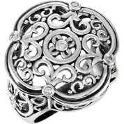 Sterling Silver .08 CTW Natural Diamond Filigree Ring