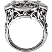 Sterling Silver .08 CTW Natural Diamond Filigree Ring