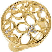 14K Yellow 1/6 CTW Natural Diamond Floral Ring