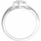 10K White Gold Natural Diamond Heart Promise Ring with 1/10 CTW and .06 CTW