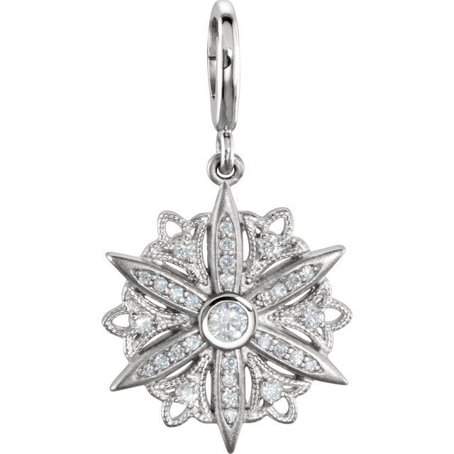 Sterling Silver 1/3 CTW Natural Diamond Charm