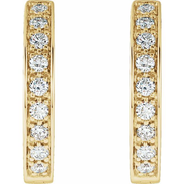 14K Yellow 3/4 CTW Natural Diamond Inside-Outside Hinged 18.5 mm Hoop Earrings