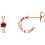 14K Rose Natural Ruby Huggie Hoop Earrings