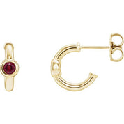 14K Yellow Natural Ruby Huggie Hoop Earrings
