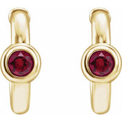 14K Yellow Natural Ruby Huggie Hoop Earrings
