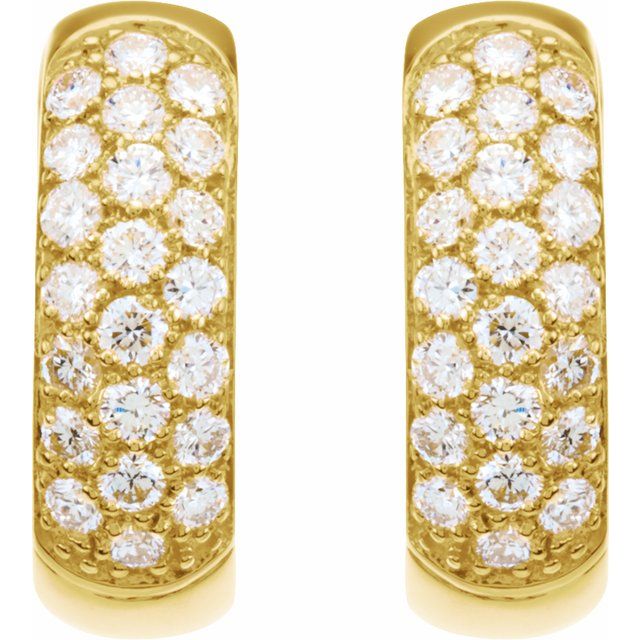 14K Natural and Lab-Grown Pave Set Diamond Hoop Earrings