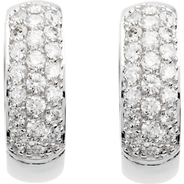 14K Natural and Lab-Grown Pave Set Diamond Hoop Earrings