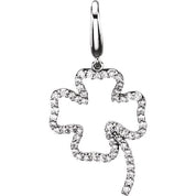 14K White 1/3 CTW Natural Diamond Four-Leaf Clover Charm