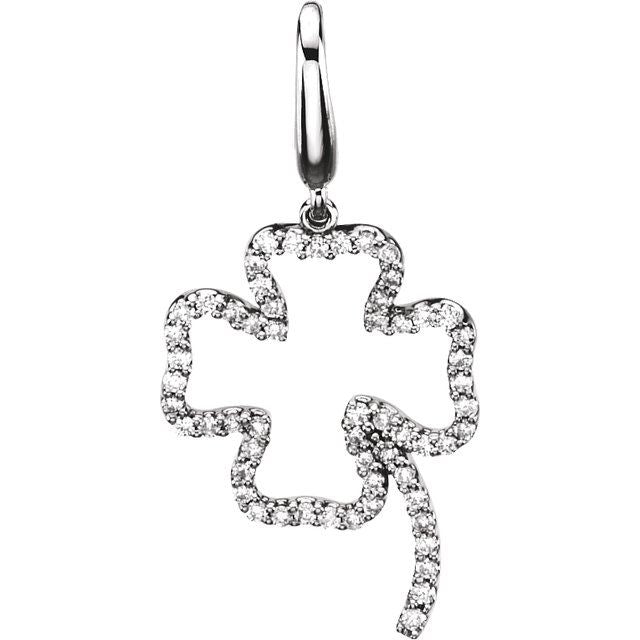 14K White 1/3 CTW Natural Diamond Four-Leaf Clover Charm