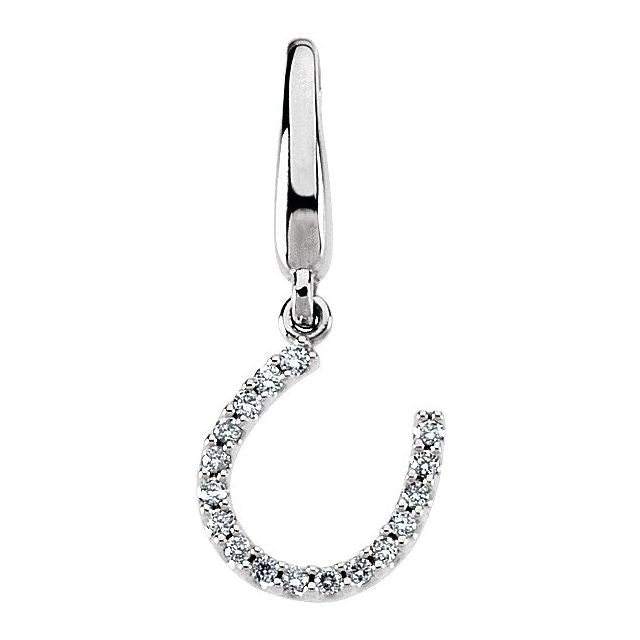 14K White .07 CTW Natural Diamond Horseshoe Charm