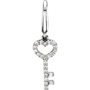 14K White 1/10 CTW Natural Diamond Key Charm