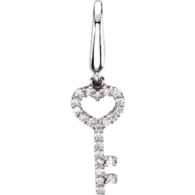 14K White 1/10 CTW Natural Diamond Key Charm