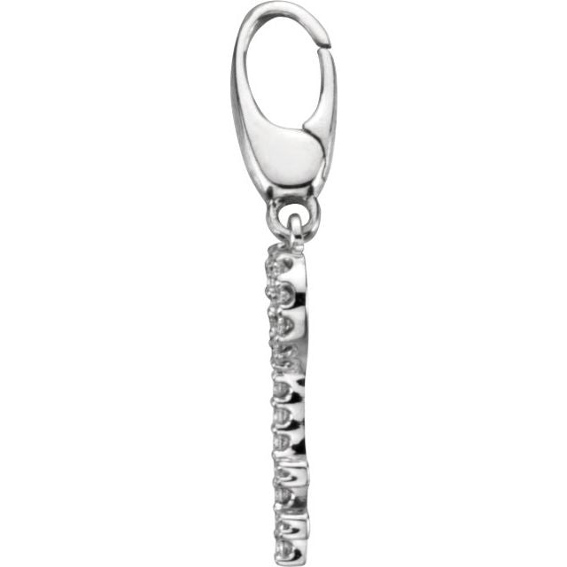 14K White 1/10 CTW Natural Diamond Key Charm