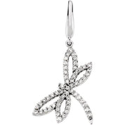 14K White 1/3 CTW Natural Diamond Dragonfly Charm