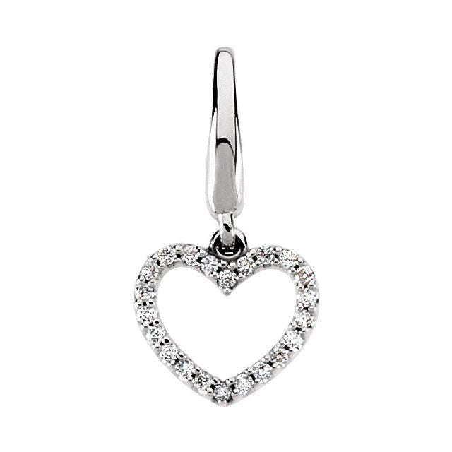 14K White .08 CTW Natural Diamond Heart Charm