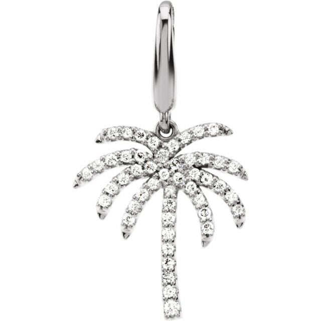 14K White 1/5 CTW Natural Diamond Palm Tree Charm