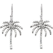 14K White 3/8 CTW Natural Diamond Palm Tree Earrings