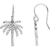 14K White 3/8 CTW Natural Diamond Palm Tree Earrings
