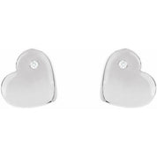 Sterling Silver .015 CTW Natural Diamond Heart Earrings