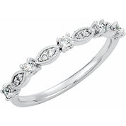 14K White 1/5 CTW Natural Diamond Stackable Ring - Elegant Design