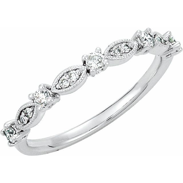 14K White 1/5 CTW Natural Diamond Stackable Ring - Elegant Design