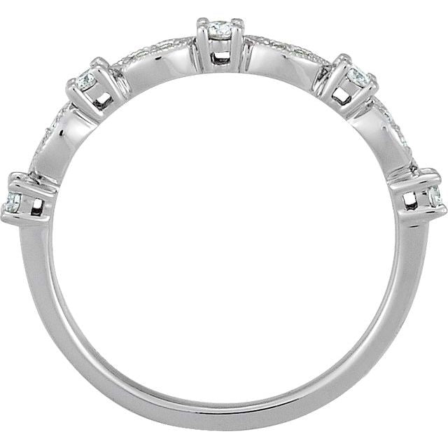 14K White 1/5 CTW Natural Diamond Stackable Ring - Elegant Design