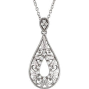 Sterling Silver 1/10 CTW Natural Diamond Filigree 18" Necklace