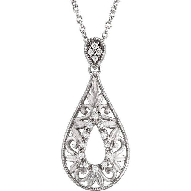 Sterling Silver 1/10 CTW Natural Diamond Filigree 18" Necklace
