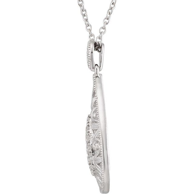 Sterling Silver 1/10 CTW Natural Diamond Filigree 18" Necklace