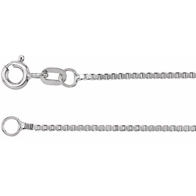 14K White Gold 1 mm Box Chain - 7" Length by Brand Name