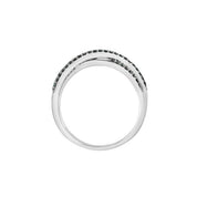 14K White 3/8 CTW Natural Black & White Diamond Criss-Cross Ring